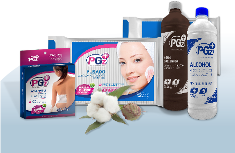 Productos de algodón y curación PGz para farmacias: Torundas, Bicarbonato de sodio,  Alcohol y Agua oxigenada